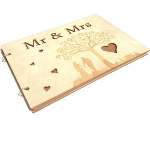 40 Pages Personalized Mrs&Mr Wedding Guest Book Rustic Wedding Anniversary Gift Sign Book DIY Photo Frame Memory Book Party