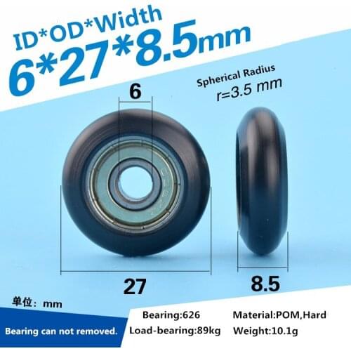 5pcs 6x32x8.5mmb Sliding door delrin coated round pulley wheel 626 bearing roller for furniture drawer parts