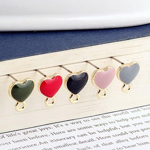 6pcs Korean Fashion Alloy Color heart-shaped With Hanging Material Pendant Stud Earrings For Women Diy Jewelry Accessories