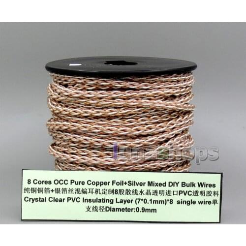 8 Core Pure Silver Foil Plated OCC Mixed Bulk Mixed Wire For Custom DIY Shure Fostex QDC Earphone Headphone LN006150