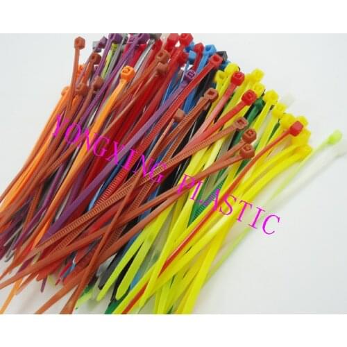 90pcs/lot 2015 new 6 color 8 inch(40lbs) 4x200mm Network Nylon Plastic Cable Wire Zip Tie Cord Strap