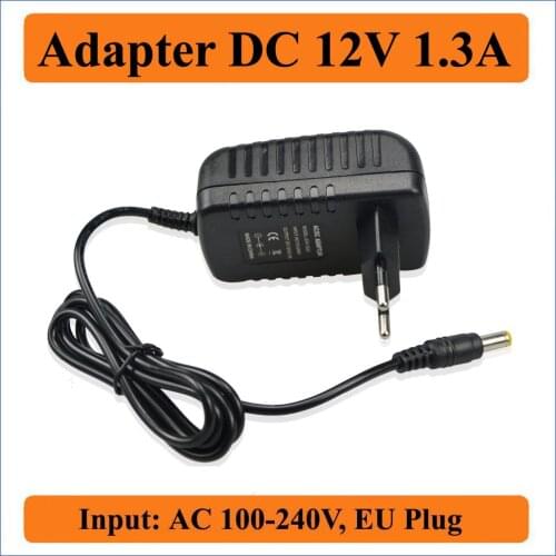 12V 1.3A EU Plug AC DC Adapter AC 100-240V power supply to DC 12V Plug In 2.1-2.5mm x 5.5mm Switching chargers power supply