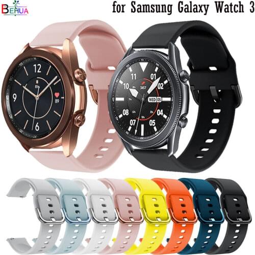 BEHUA Bracelet Accessories 20mm 22mm For Samsung Galaxy watch 3 41mm 45mm wristband Sport silicone Replacement watchstrap belt