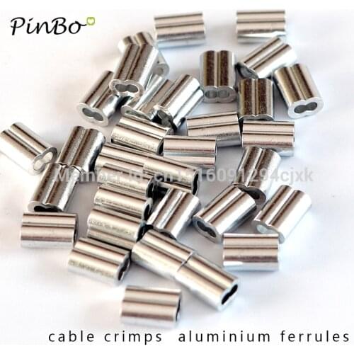 100pc Diameter 1/8" 3mm Oval Double Hole Aluminium Sleeves for wire rope Crimp