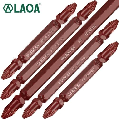 LAOA Ph2 Electric Screwdriver Bit 1pc S2 Alloy Steel 65mm/100mm/150mm/200mm/250mm/300mm Bits PH2 Double Head