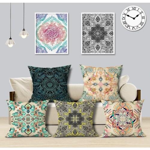 Bohemian Colorful Geometric Cushion Cover Nordic Flower Vintage Pillow Cover Sofa Seat Luxury Home Decorative Throw Pillow Case