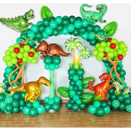 CYUAN Dinosaur Balloons Set Jungle Safari Boy Birthday Party Decor One 1st Happy Birthday Kids Disposable Tableware Supplies