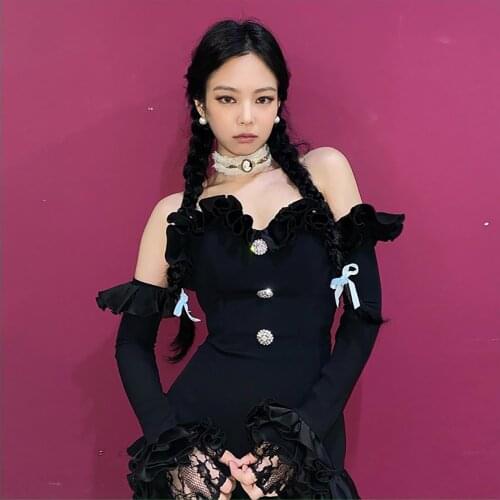 Sexy K-pop Outfit Women Korean Style Jazz Dancewear Stage Costume Black Dancer Outfit Festival Clothing Pole Dancing Wear JL3518