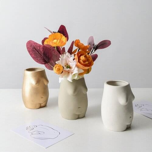 Creative Flower Vase Home Decoration Nude Female Sculpture Flower Pot Living Room Decoration Body Art Design Desktop Vase Gift
