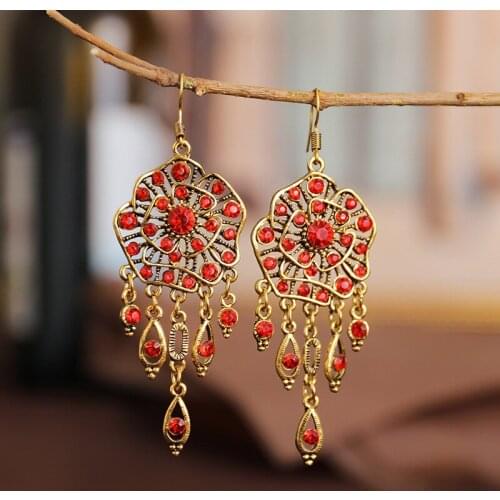 Boho Gypsy Tassel Indian Dangle Earrings 2020 Women Orecchini Jewelry Ladies Retro Flower Jhumka Earrings