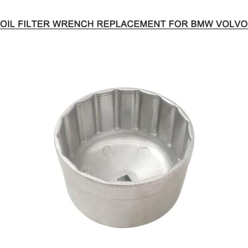 Oil Filter Wrench Cartridge Style 86mm 16 Flutes Filter Housing Caps Oil Filter Remover Tools Silver Replacement for BMW Volvo