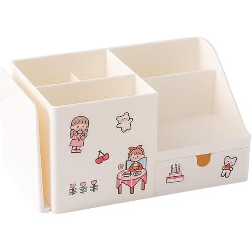 Creative Cute Multifunctional Desktop Organizer Pen Holder Books Stand Holder Bookends Free Sticker Home School Office Supplies