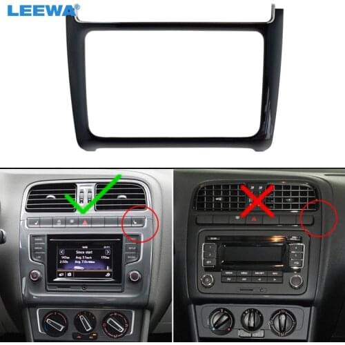 LEEWA Glossy Black 2DIN Car Refitting Radio Stereo DVD Frame Fascia Dash Panel Installation Kits For Volkswagen Polo(Typ6C;2014