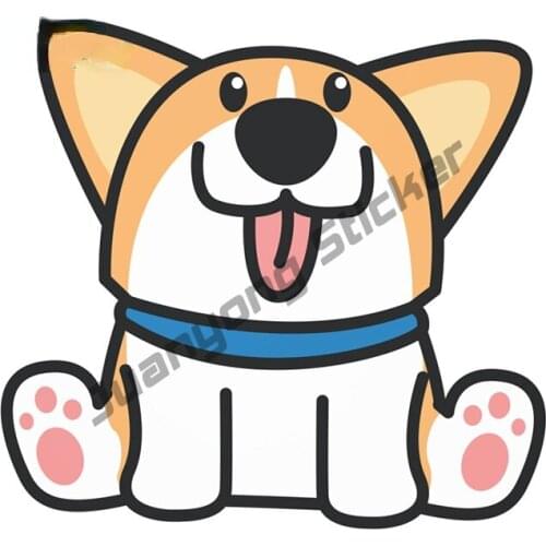 Cute Corgi Anime Car Stickers Funny Bumper Guitar Truck Window Decals Waterproof Sunscreen DIY Scratch-Proof Exterior KK13x12cm