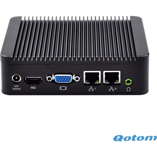 Barebone QOTOM Mini PC Q107S Q220S with Celeron/Core i5 Processor, 2 LAN, 4 USB,10W, Small HTPC 1080P WIN 10 Linux