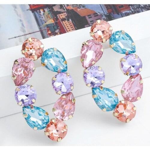 Fashion Metal Inlaid Rhinestone Geometric Earrings Trendy Women European And American Minimalist Earrings