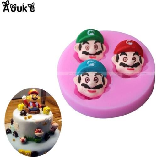 Cartoon Super Mary 3D Shape Cake Decoration Silicone Mold Chocolate Fondant Molds Embossed Pastry Mould DIY Kitchen Baking Tools