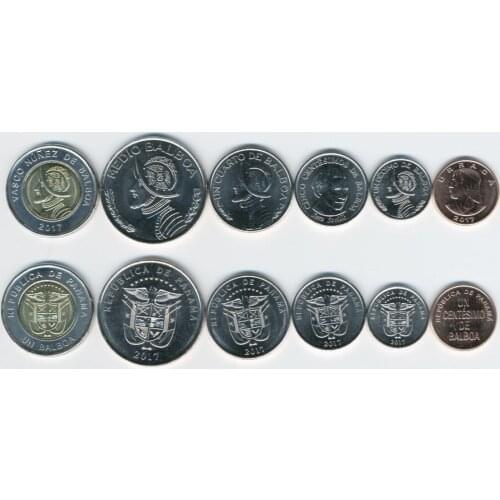 A Set of 6 Coins of Panama in 2017 Brand New 100% Authentic Original Coin Collectibles UNC