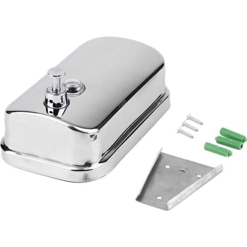 Bathroom wall-mounted manual soap dispenser,Stainless steel kitchen dish soap container 500ml/800ml/1000ml