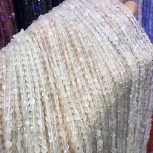 Natural Stone 4mm Round Faceted Blue Moonstone Fine Gem Loose Beads Accessories for Jewelry Necklace DIY Bracelet Making