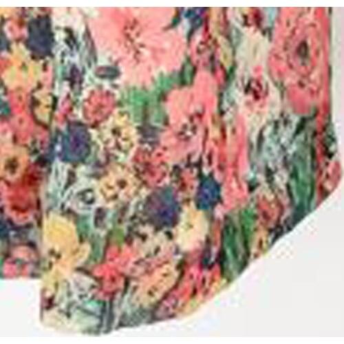 2021 Summer New Retro Pleated Fashion High Waist Slimming Flower Print Casual All-match Side Slit Skirt