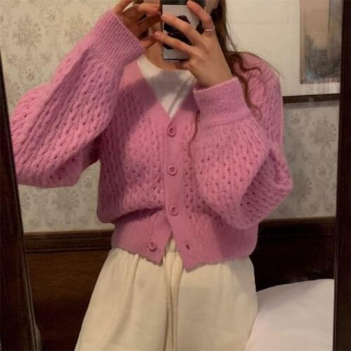 South Koreas autumn languid is lazy short thin knitting cardigan sweater