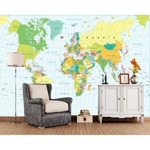 Papel de parede Color world map 3d wallpaper,living room tv wall kitchen bedroom wall papers home decor restaurant mural
