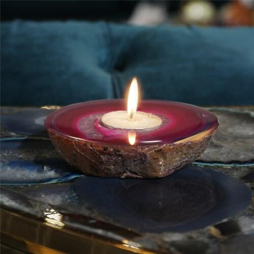 1pcs Natural Agate Silces Candle Stick Stones Quartz Candle Holders Wedding Party Dinner Home Decor