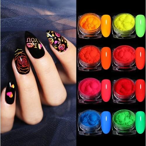 Neon Pigment Powder Fluorescence Nail Glitter Summer Winter Charming Dust DIY Manicuring Nail Art Paillettes Decoration