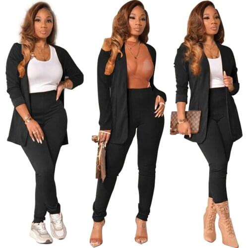 Casual Women Two Piece Set Cardigan Long Sleeve Jacket Coat + Pants Sportsuit Tracksuit Office Lady Winter Clothes Women Outfit