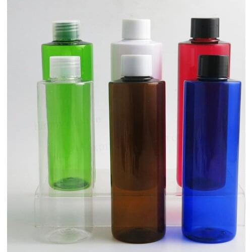 24 x 250ml Empty Plastic Flat Shoulder Shampoo Bottle with plastic lid and hole seal plug Travel Cosmetic Packaging Container