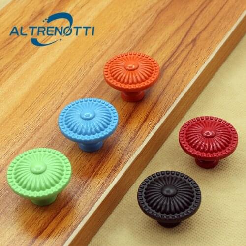 Furniture Wardrobe Handle Zinc Alloy Colorful Rural Door Pull For Kids Room Cabinet Drawer Kitchen Cupboard Closet Knob Hardware