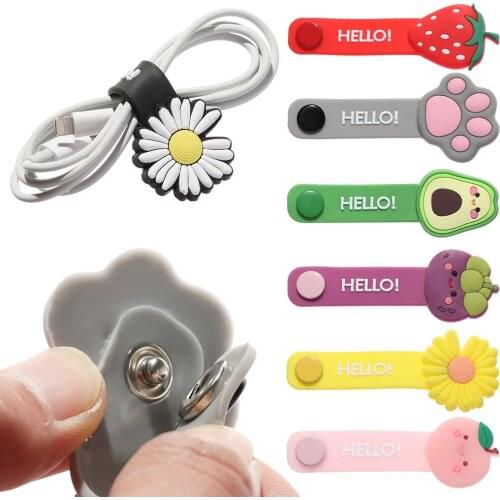 Fruit Flower Silicone Cable Winder Cable Organizer Cable Protector Bookmark Data Line Headphone Cable Storage