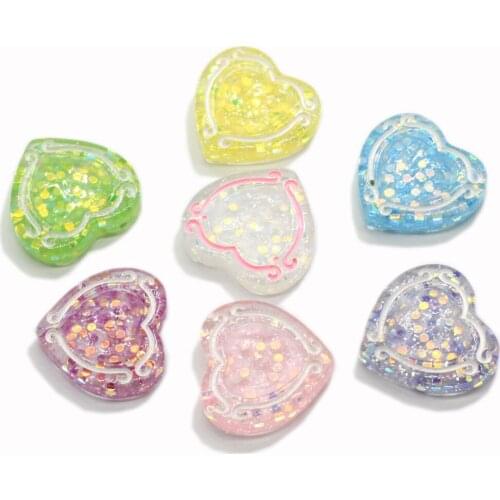 Cute Resin Mixed Glitter Heart Flatback Cabochon Flat back Mini Dollhouse Hearts DIY Phone Craft Decoration Accessories