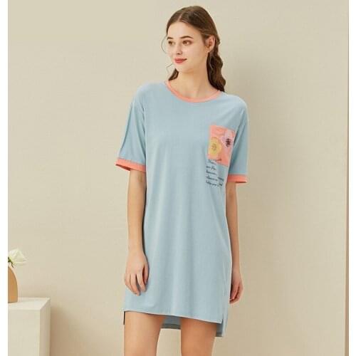 Loose And Comfortable Nightdress New Summer women Cotton Short Sleeve Breathable Nightgown Homewear Ladies Princess Sleepwear
