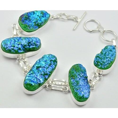 Titanium Druzy Bracelet Silver Overlay Over Copper , 21 cm, B2379