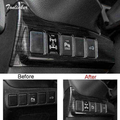 Tonlinker Cover stickers For Mitsubishi Outlander 2016-18 Car Styling 1 PCS ABS Headlight adjustment button cover case sticker