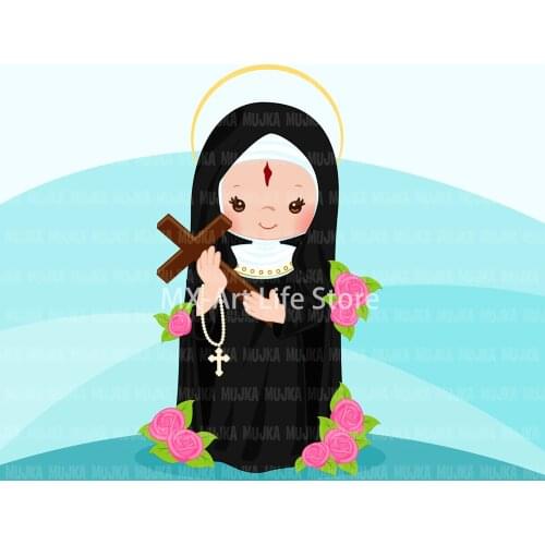 Nun Missionary of the Cross Metal Crafts Cutting Dies Stencils Christian Flowers Photo Album Embossing Paper Cards DIY Scrapbo