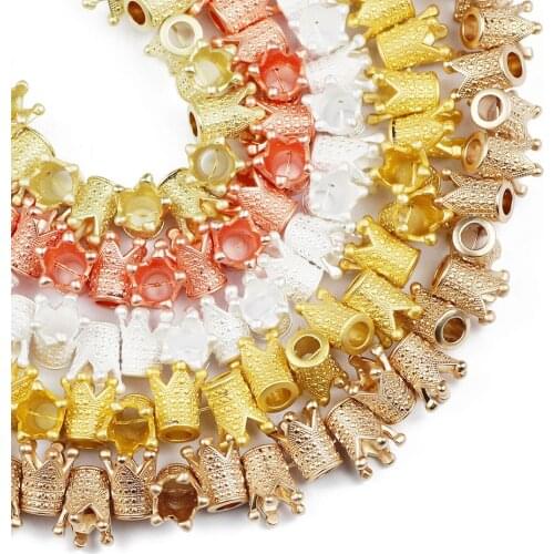 YHBZRET 13mm 5pcs Matte Gold Silvers Crown Hematite Natural Stone Spacer Loose Beads For Jewelry Making Diy bracelet Accessories