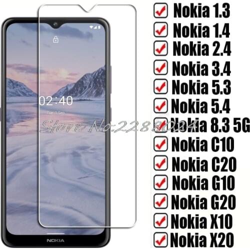 HD Tempered Glass For Nokia 1.4 1.3 2.4 3.4 5.3 5.4 8.3 5G Protective Cover ON C10 C20 G10 G20 X10 X20 Screen Protector Film