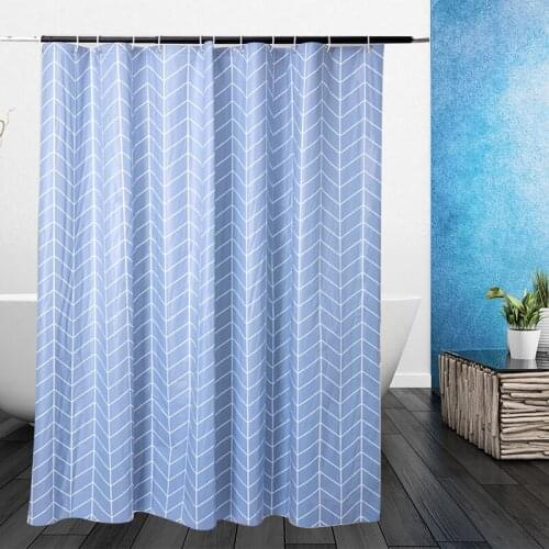 Blue Plaid Shower Curtains PEVA Waterproof Mildew Bathroom Curtains Modern Style Bathtub Partition Bath Screens With Hooks