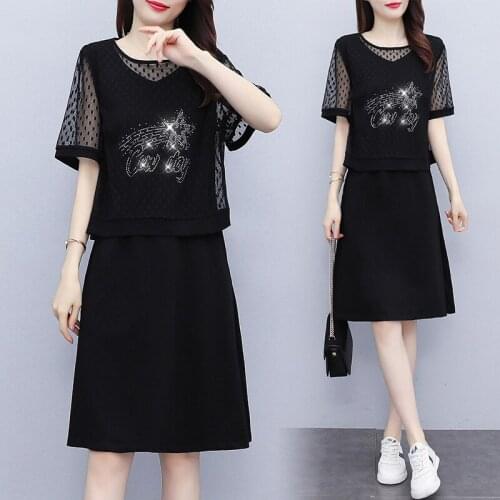 Womens loose plus size L-5XL dress fat XXXL 3XL XXXXL 4XL XXXXXL 100KG woman wear blouses blusas slim Casual black summer dress