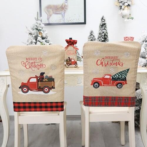Christmas Decorations Lattice Linen Car Chair Cover Stool Cover Creative Home Furnishing Supplies