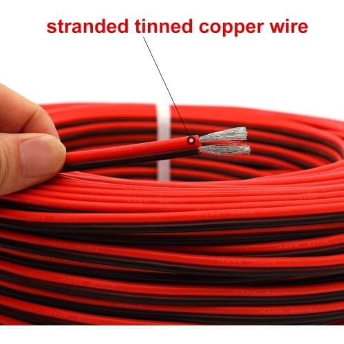 10 Meters 18/20/22/24/26 Gauge AWG Electrical Wire Tinned Copper Insulated PVC Extension LED Strip Cable Red Black