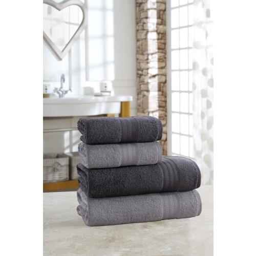 100% Cotton Hirry 70X135 CM 50X85 CM 4 Piece Bath Towel Set Anthracite Gray Hand And Face Towel High Quality Water Absorbent Trend 2021 Turkish Made Quality Useful for Bathroom