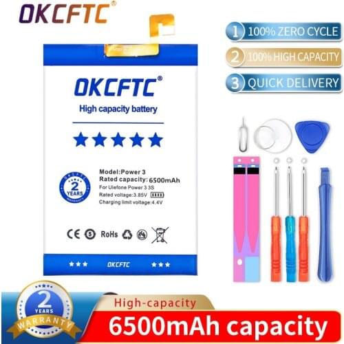 100% Original OKCFTC 6500mAh Battery For Ulefone Power 3 3S