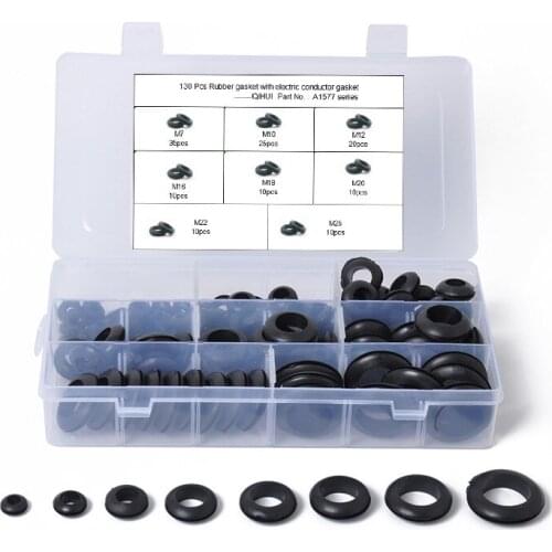 130pcs/lot x Rubber Grommet Kit Metal Hole Vintage Car Wire Gasket Cable Protector Ring