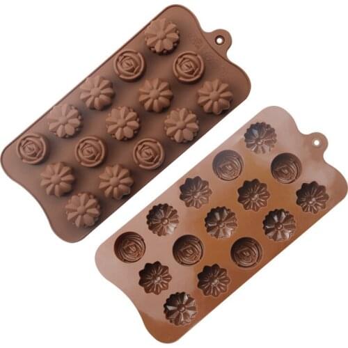 15 cavities three-dimensional small flower flower silicone chocolate mold handmade baking mold ice tray mold
