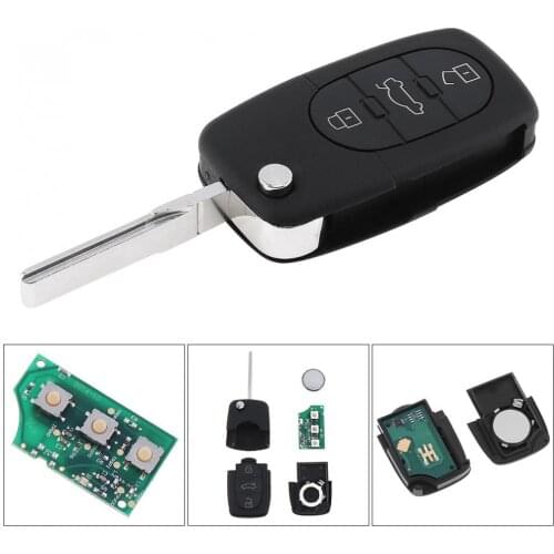 3 Buttons Keyless Uncut Flip Remote Key Fob with ID48 Chip 4D0837231K for Audi A6 TT Old Models