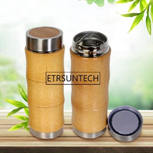 30pcs 400ml Bamboo Stainless Steel Thermos Bottles For Water Vacuum Flasks Travel Coffee Cups Tea Thermal Thermocup